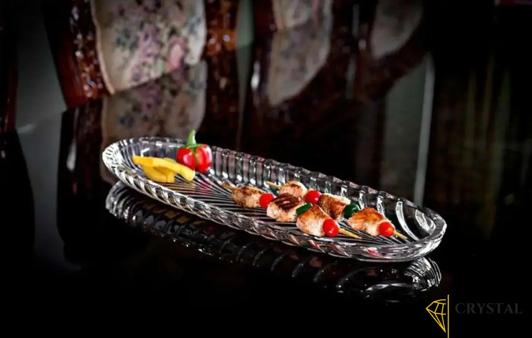 Elegant Transparent Glass Serving Dish – Perfect for Kababs, Snacks & Appetizers
