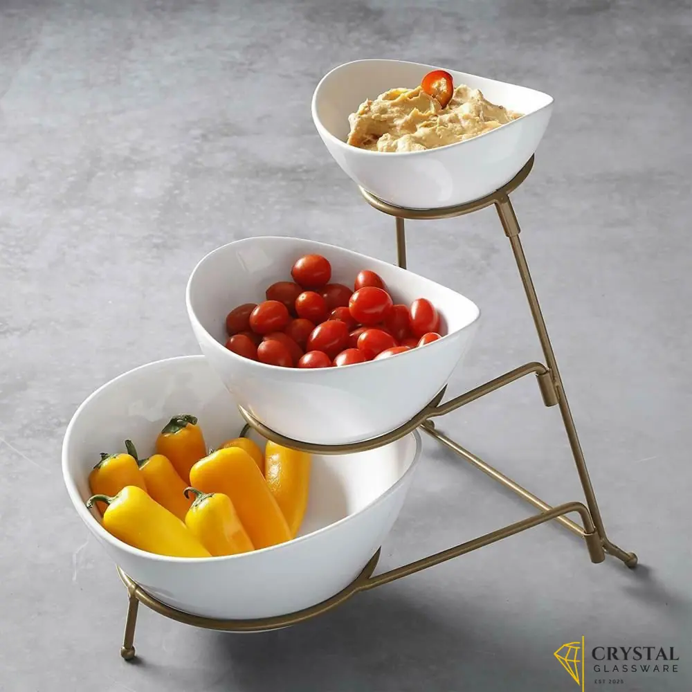 3 Tier chip and dip serving set