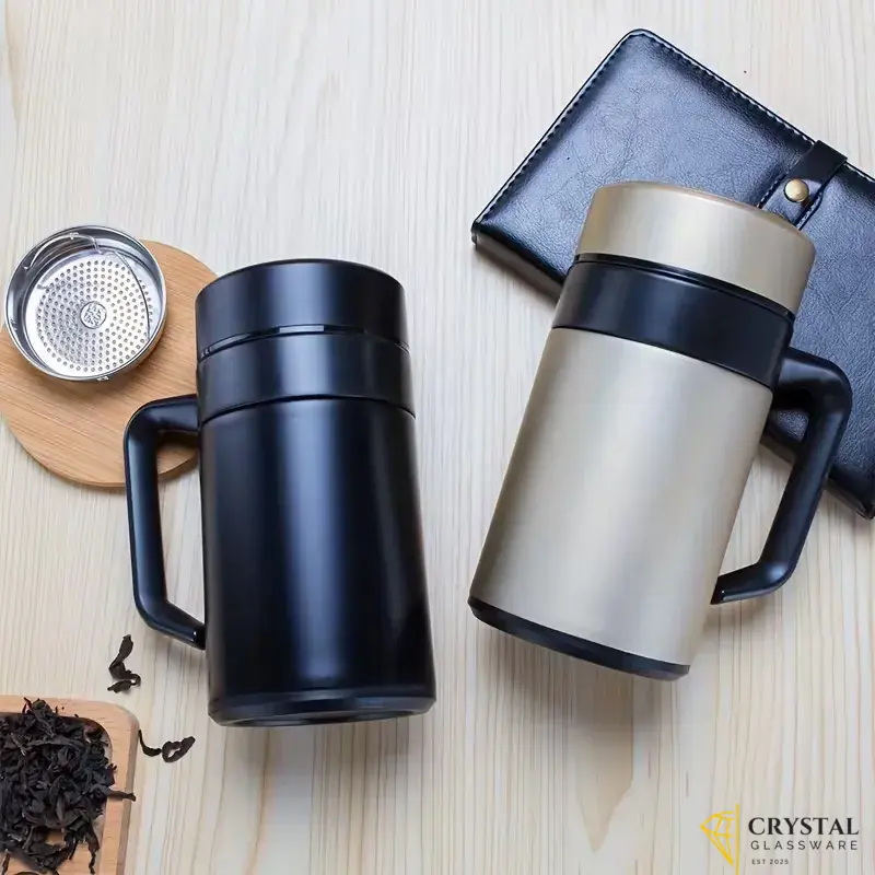 Imported 304 Stainless Steel Thermos Mugs Tea Cup With Handle Lid Tea Filter Insulated Tea Mug