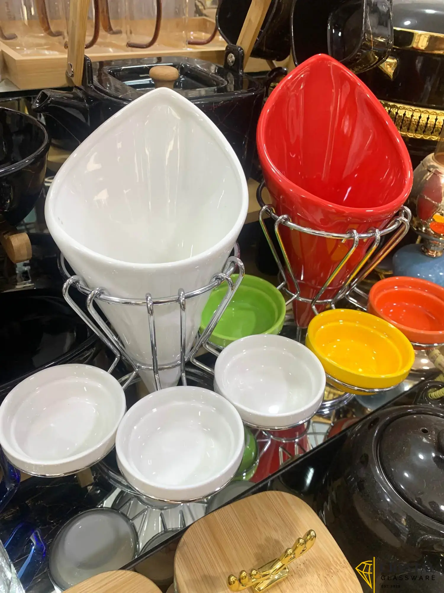 Ceramic French fries holder set