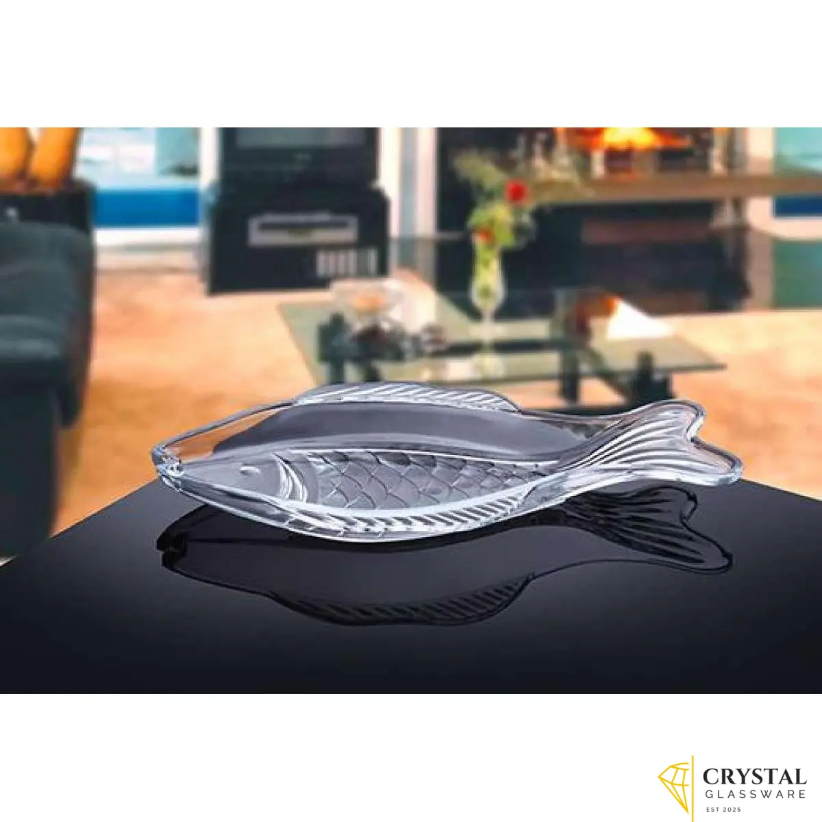 Large Fish-Shaped Glass Dish by Noritazeh – Elegant Glass Serving Platter