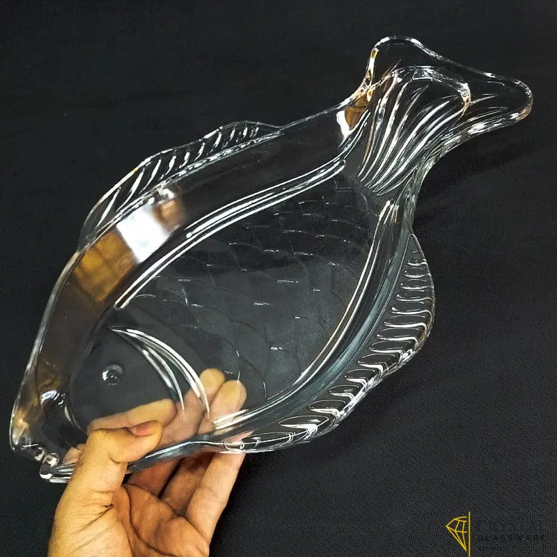 Large Fish-Shaped Glass Dish by Noritazeh – Elegant Glass Serving Platter