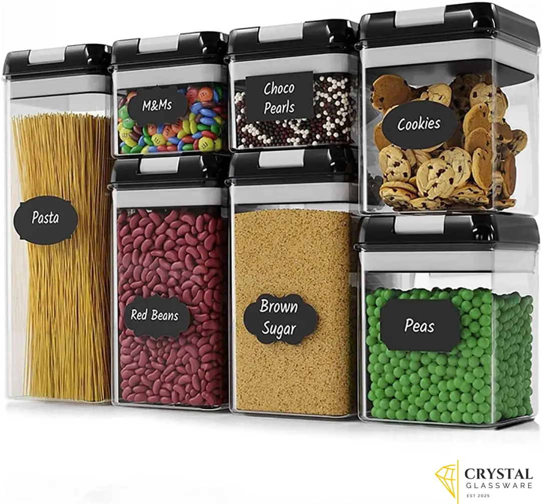 7 PCs Food Storage Container  1 Tall Container (1.7qt/1.9L), 2 Medium Containers (1.1qt/1.2L), 2 Small Containers (0.7qt/0.8L), 