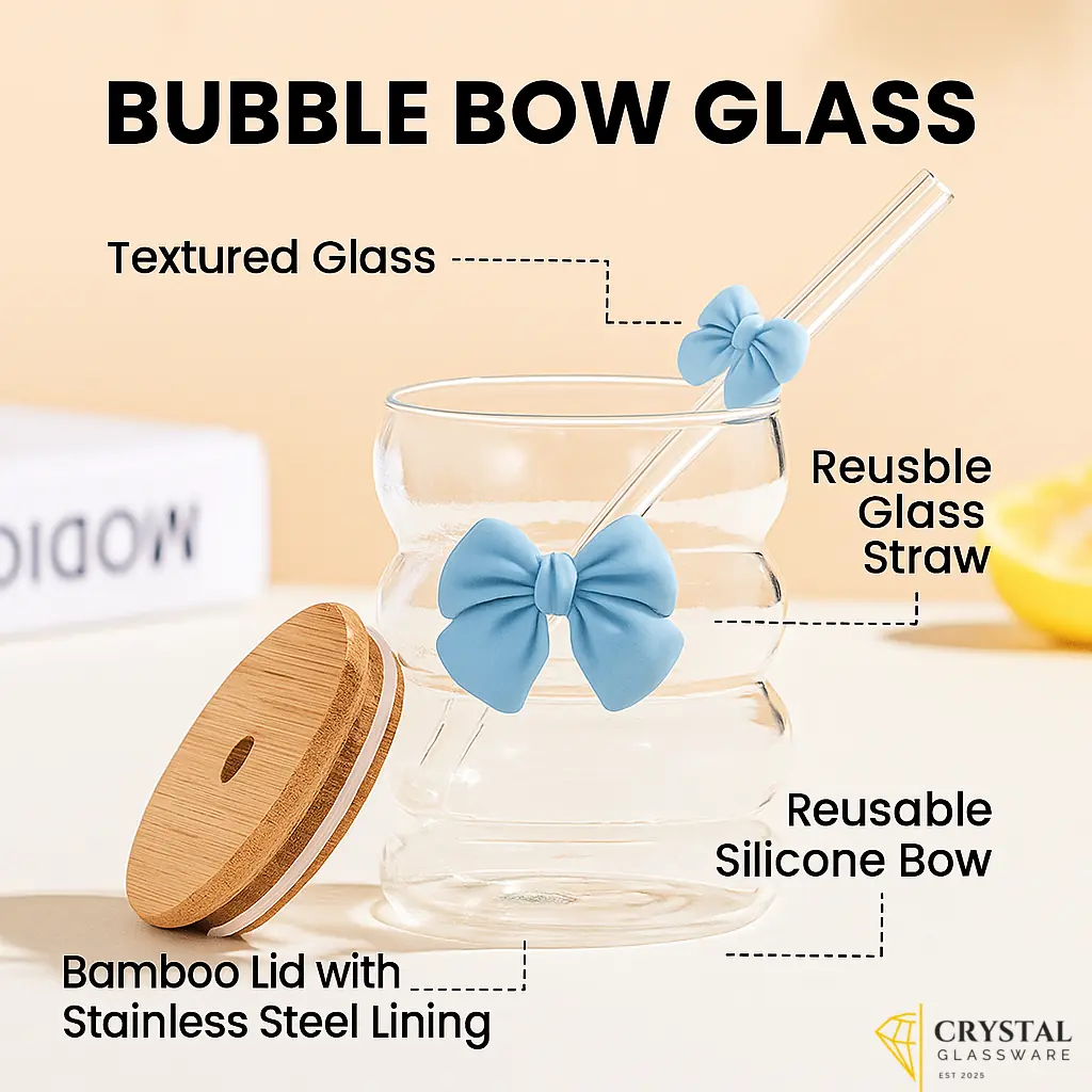 500ml Heat-Resistant Glass with Bamboo Lid and Straw - Transparent Coffee Mug for Ice Coffee, Smoothies, Juices, and Milk