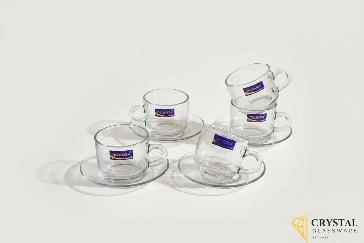 Delisoga 6pcs cups and saucers set