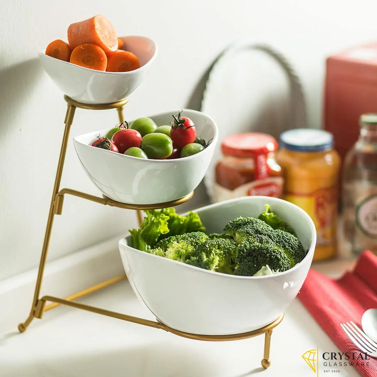 3 Tier chip and dip serving set
