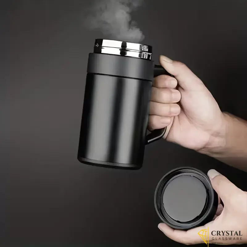 Imported 304 Stainless Steel Thermos Mugs Tea Cup With Handle Lid Tea Filter Insulated Tea Mug