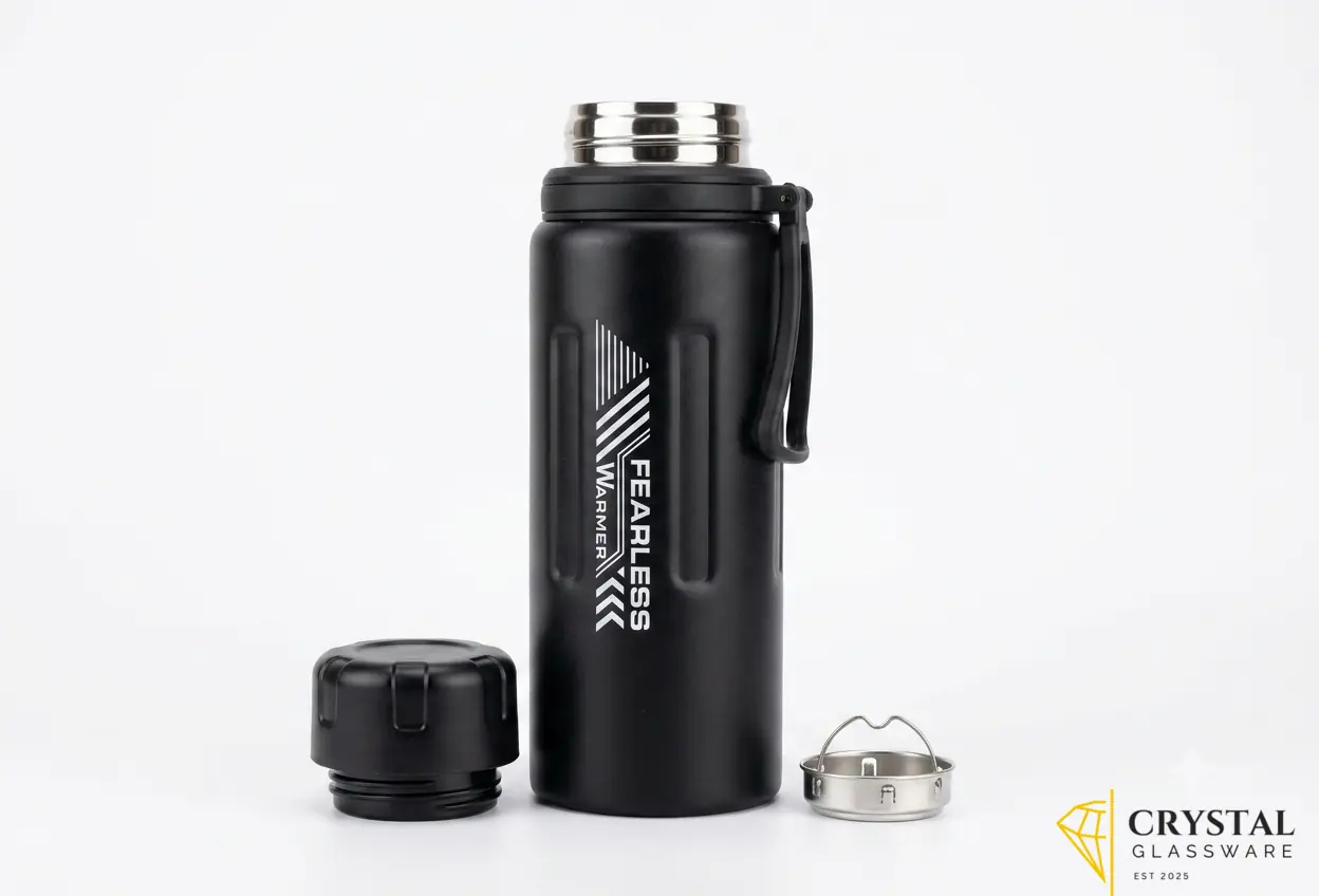 Black "Fearless Warmer" stainless steel vacuum flask