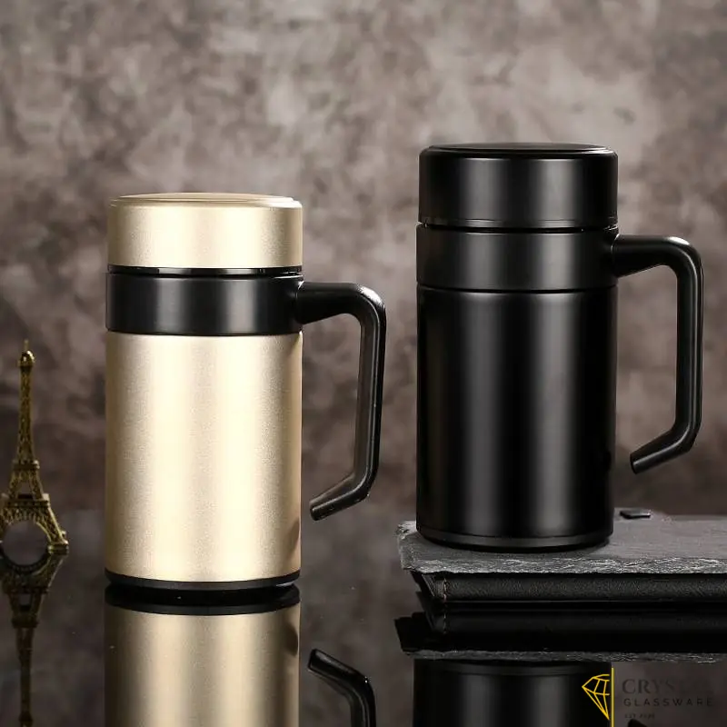 Imported 304 Stainless Steel Thermos Mugs Tea Cup With Handle Lid Tea Filter Insulated Tea Mug