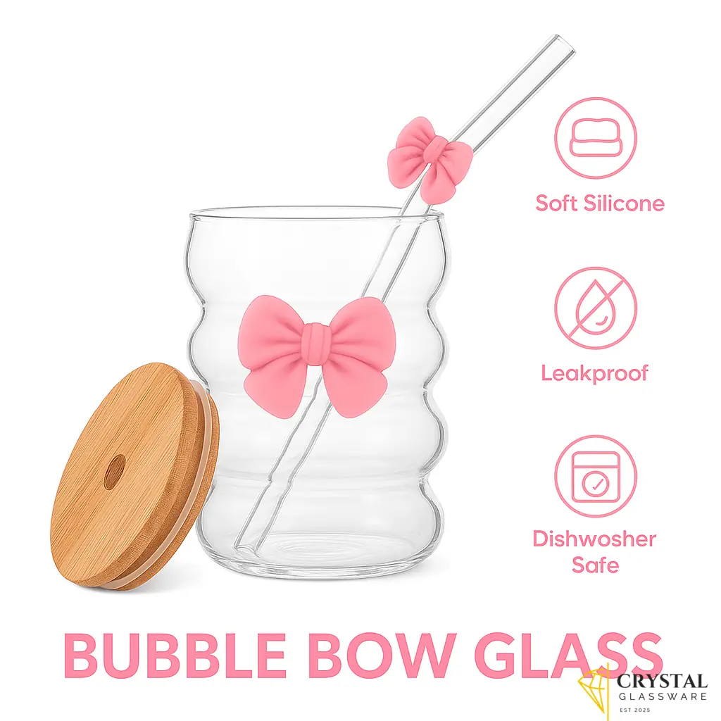 500ml Heat-Resistant Glass with Bamboo Lid and Straw - Transparent Coffee Mug for Ice Coffee, Smoothies, Juices, and Milk
