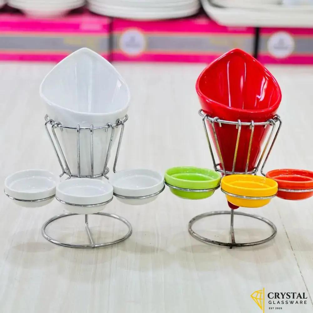 Ceramic French fries holder set