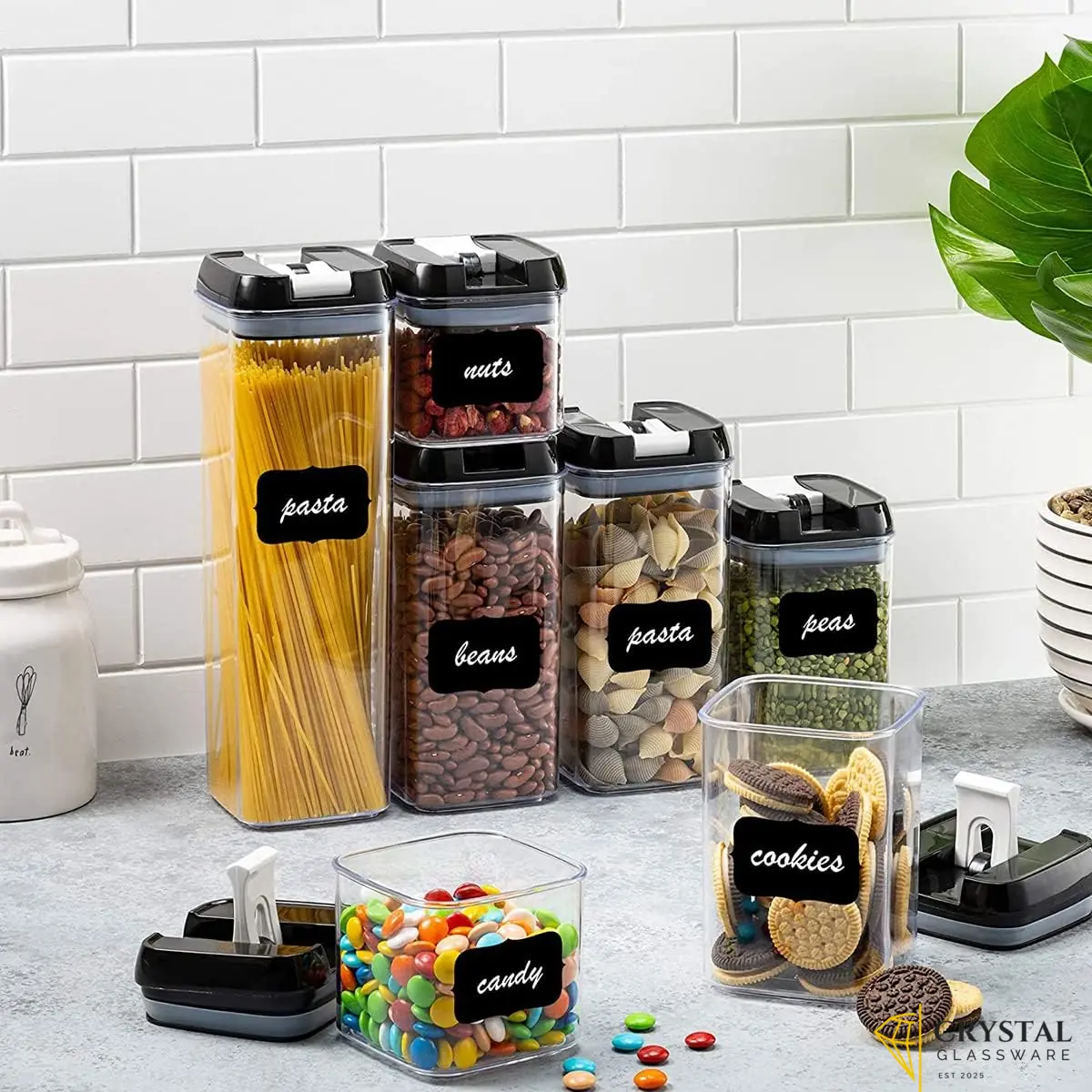 7 PCs Food Storage Container 1 Tall Container (1.7qt/1.9L), 2 Medium Containers (1.1qt/1.2L), 2 Small Containers (0.7qt/0.8L),