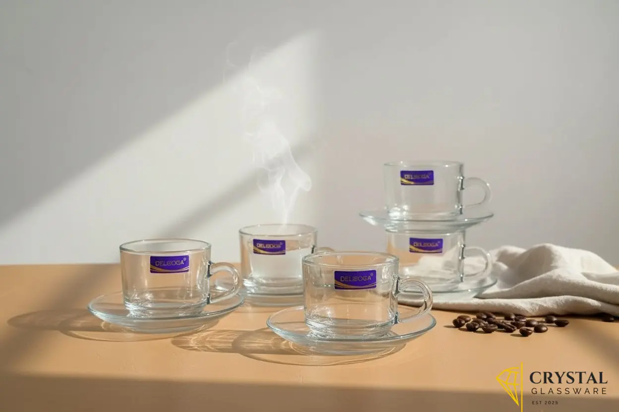 Delisoga 6pcs cups and saucers set