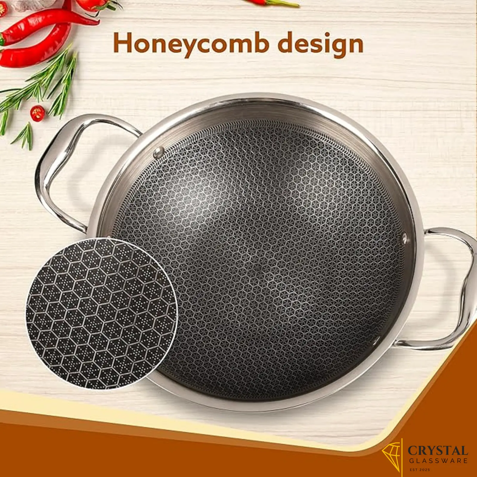 Imported Double Sided Honeycomb Karahi — Crystal Glassware Pakistan