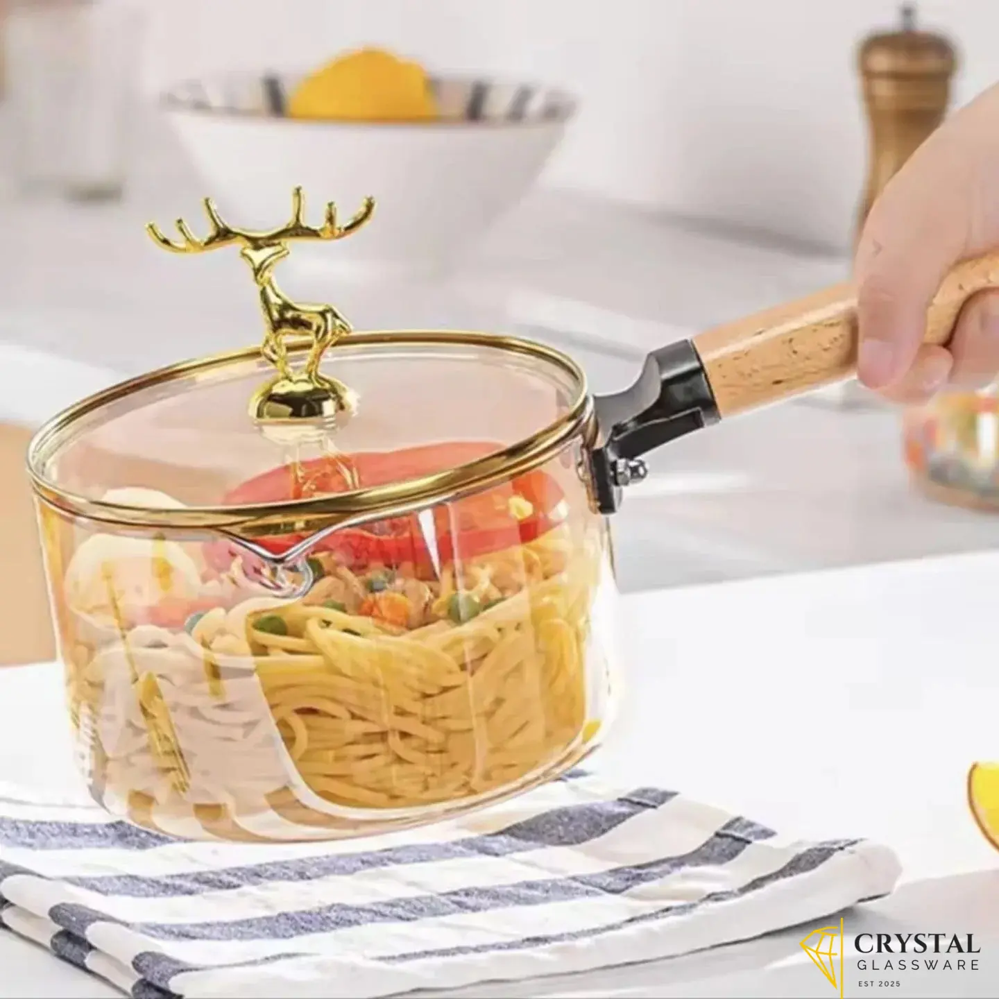 High borosilicate glass saucepan